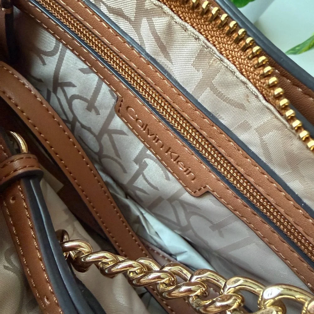 Calvin Klein Monogram Tan and Brown Satchel. NWT - Picture 9 of 9